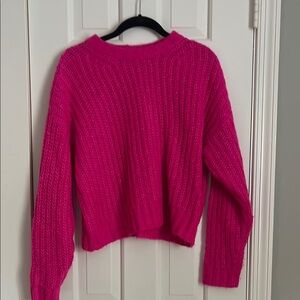 American Eagle Outfitters Bright Pink Crew Neck Sweater